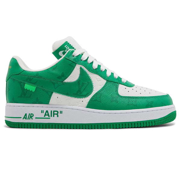Vintage Green Embossed LV Custom Air Force One Sneakers for Woman