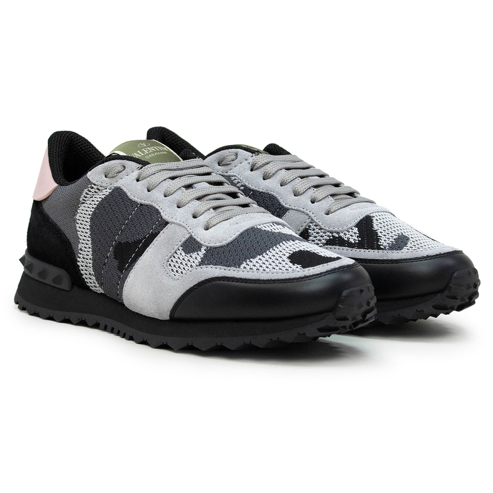 Valentino Rockrunner Camouflage Grey Black Pink Mesh Sneaker (W ...