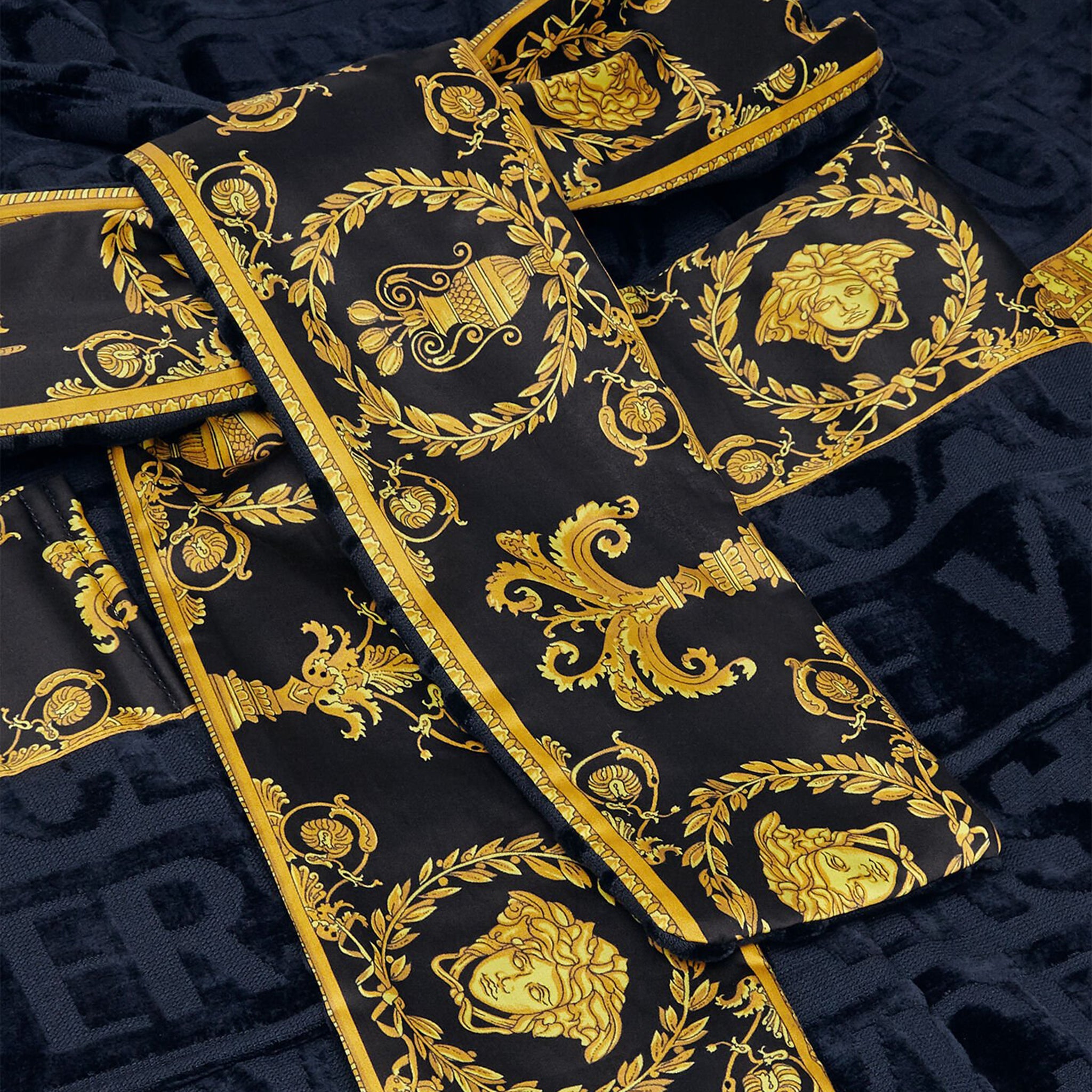 Image of Versace Baroque Navy Bathrobe