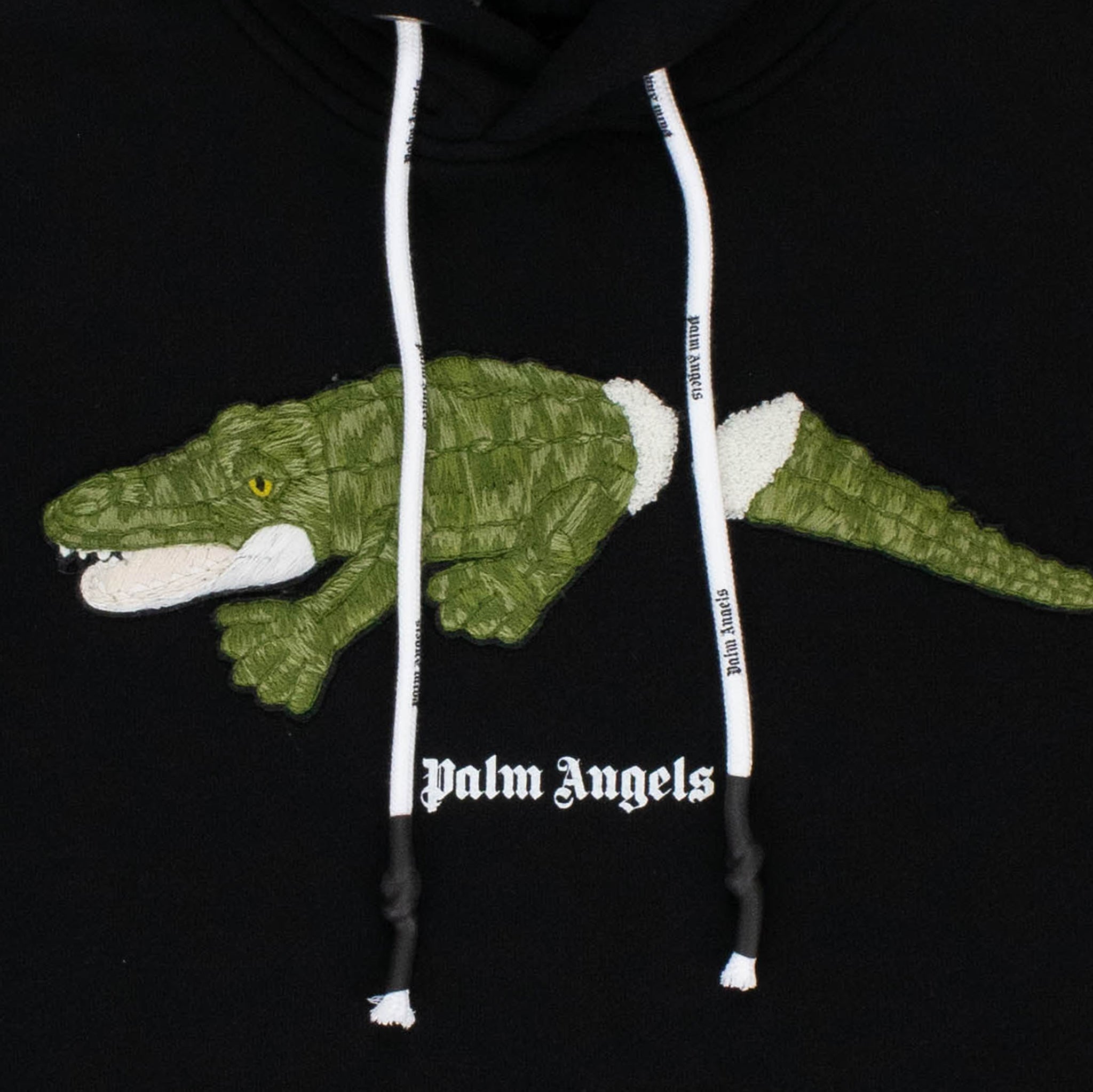 Palm Angels Croco Embroidered Black Hoodie – Crepslocker